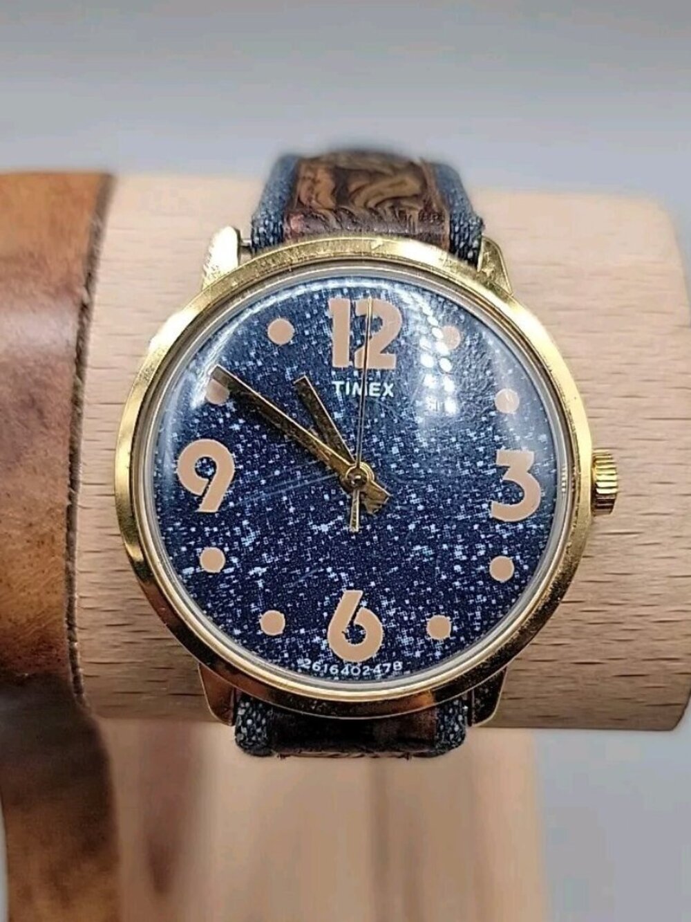 Vintage 1978 Timex Wrist Jeans Mechanical Men's Watch Denim Dial Ref 26164 02478